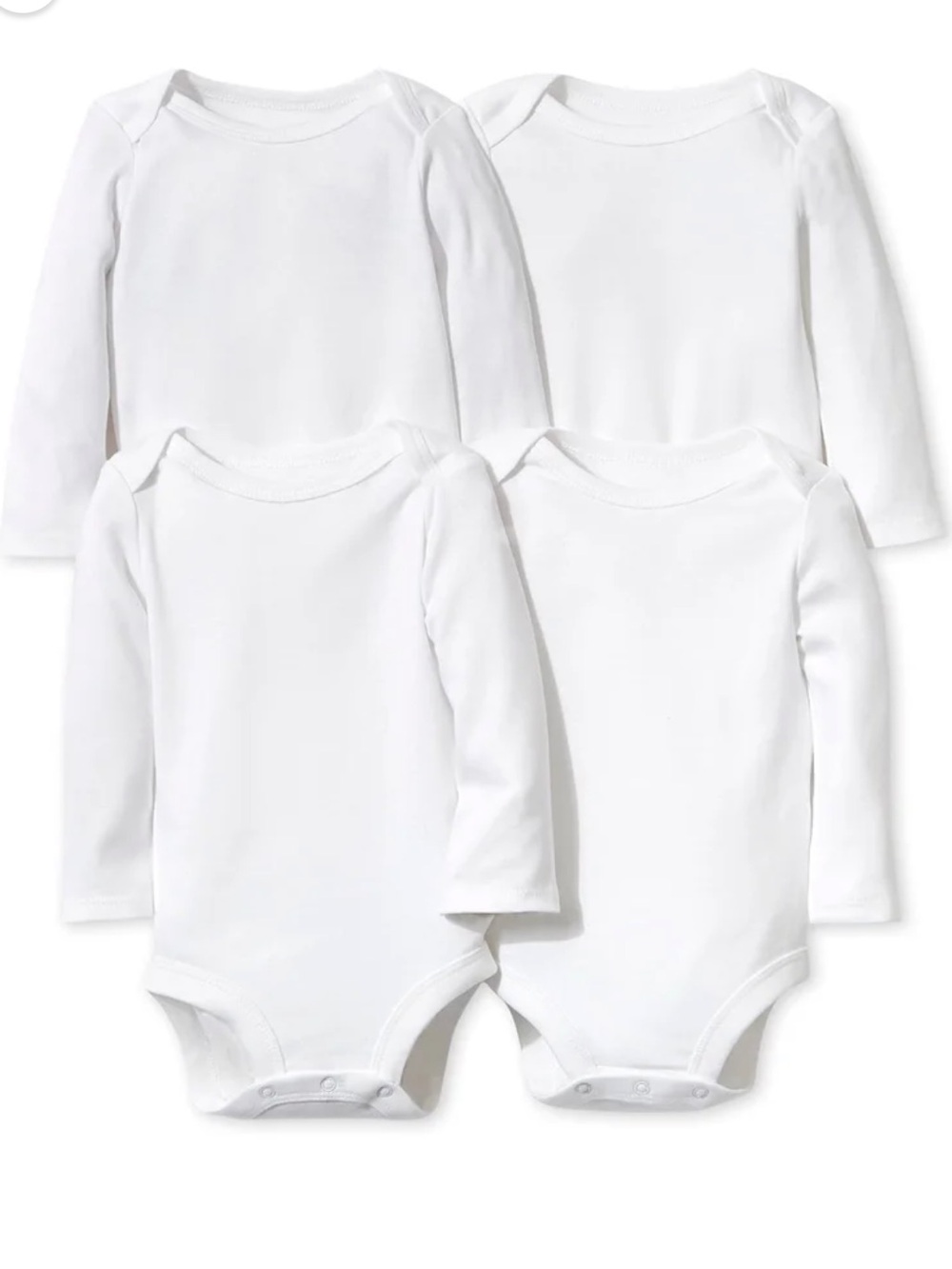 NEW Little star 100% Organic Cotton 4 Pack White Bodysuit Long Sleeve newborn